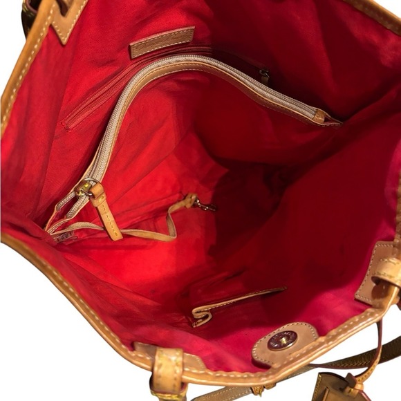 Dooney and Bourke Patent Leather Tote Black Brown with Gold Hardware - Picture 8 of 16